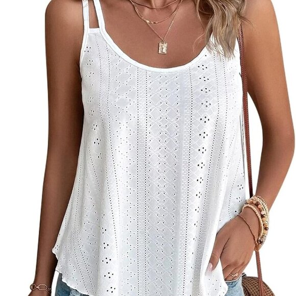 Women Women Tank Tops Summer Sleeveless Beach Casual 2025 Large White - Picture 1 of 6